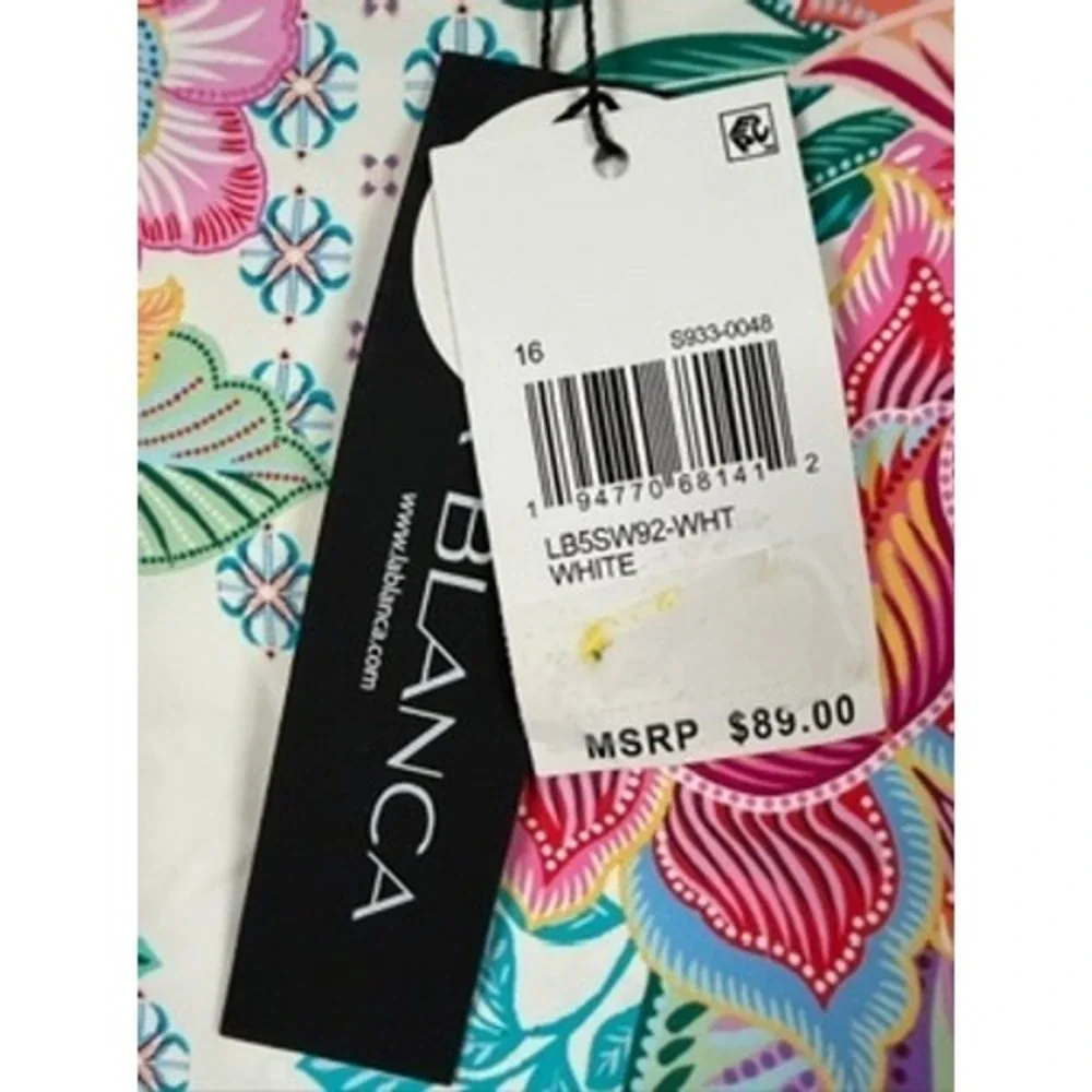 NEW La Blanca Swim Skirt Women White Floral Ruched Tassel Skort 16 $89